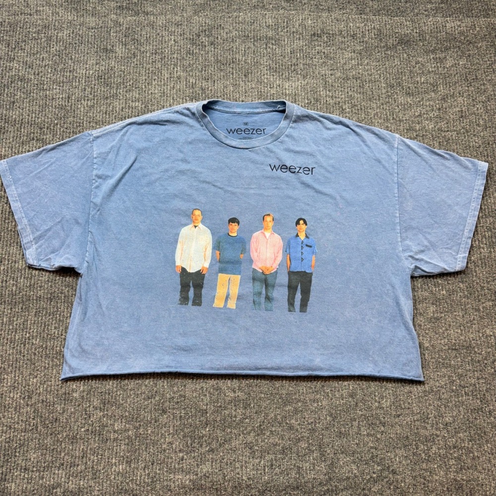 Weezer Blue Album Tour 1994 Graphic Crop Top T-Shirt Blue Womens 3X 90s Style